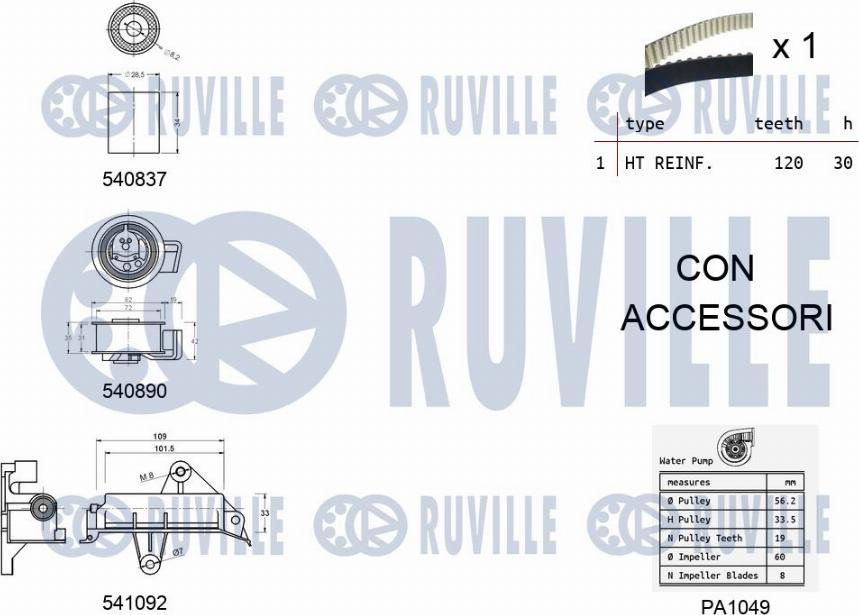 Ruville 5501382 - Vandens siurblio ir paskirstymo diržo komplektas autoreka.lt