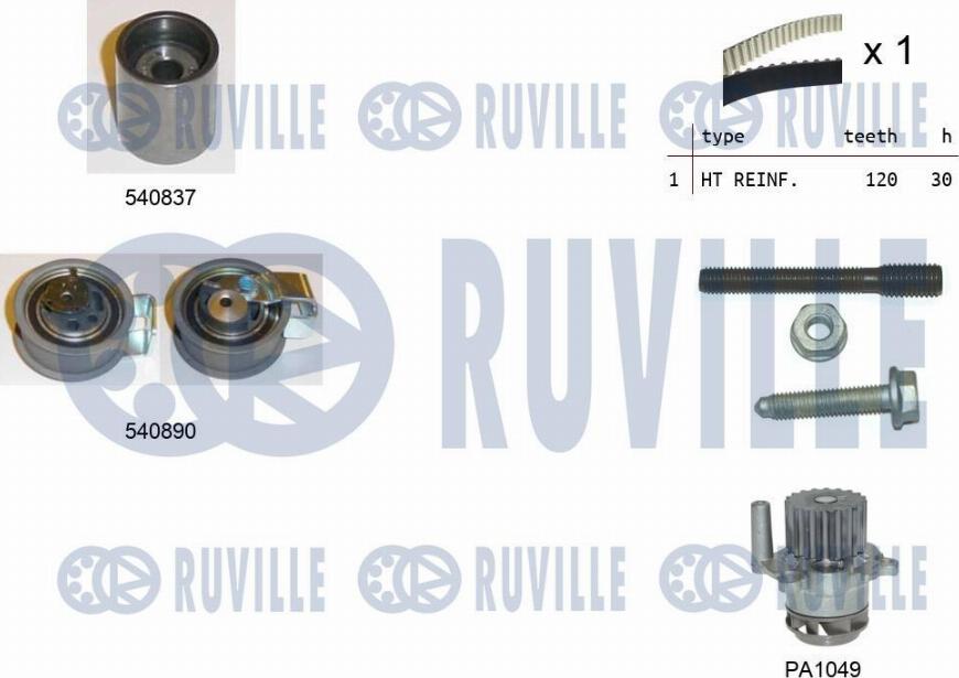 Ruville 5501372 - Vandens siurblio ir paskirstymo diržo komplektas autoreka.lt