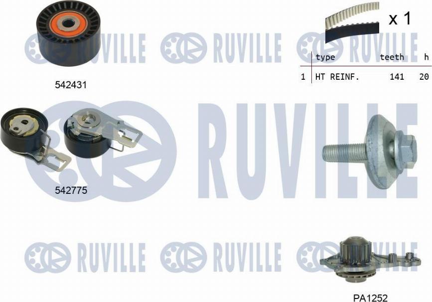 Ruville 5503951 - Vandens siurblio ir paskirstymo diržo komplektas autoreka.lt