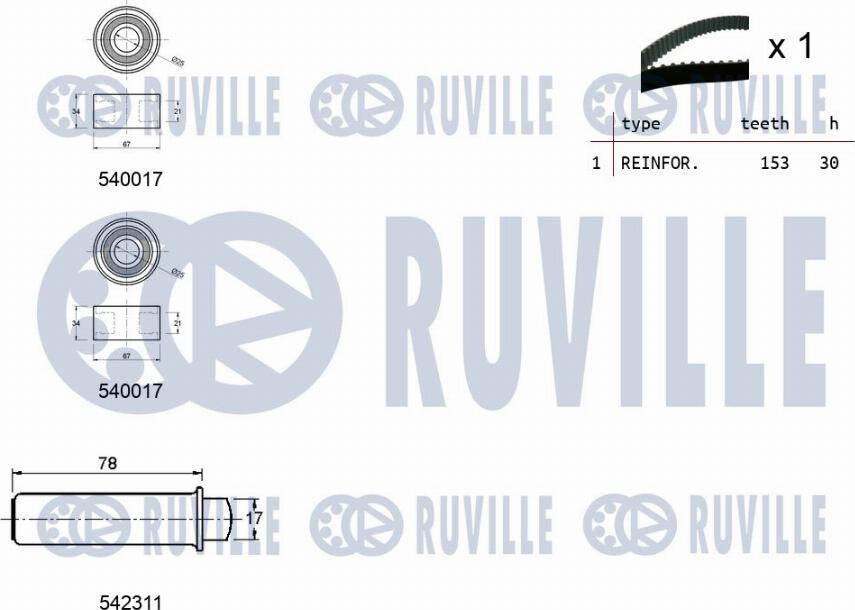 Ruville 550393 - Paskirstymo diržo komplektas autoreka.lt