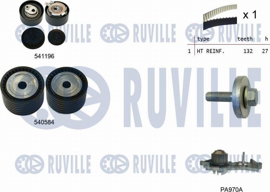 Ruville 5503571 - Vandens siurblio ir paskirstymo diržo komplektas autoreka.lt