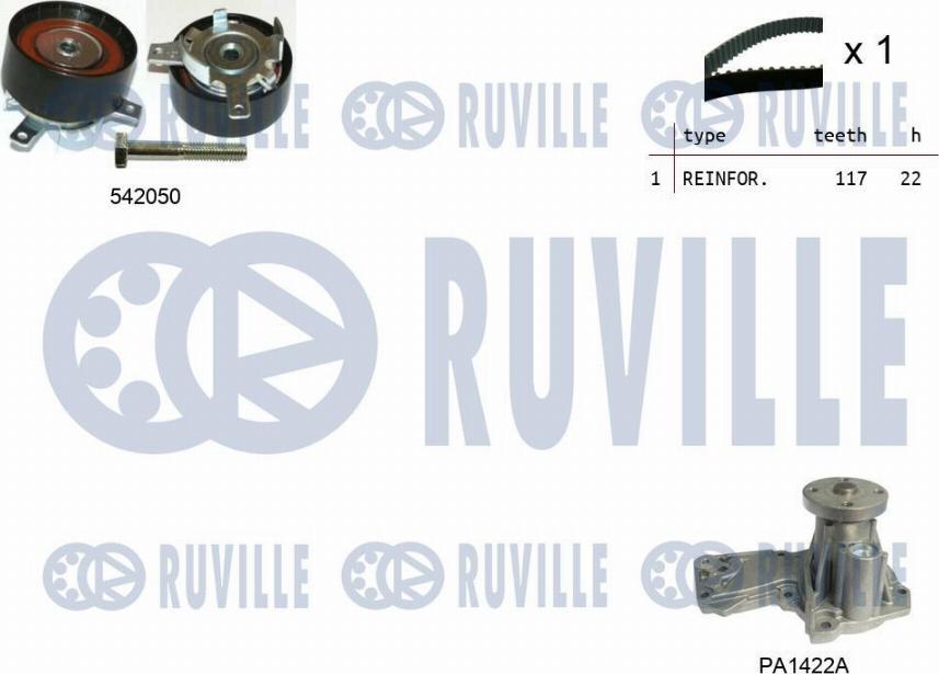 Ruville 5503041 - Vandens siurblio ir paskirstymo diržo komplektas autoreka.lt