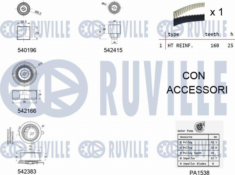 Ruville 5503351 - Vandens siurblio ir paskirstymo diržo komplektas autoreka.lt