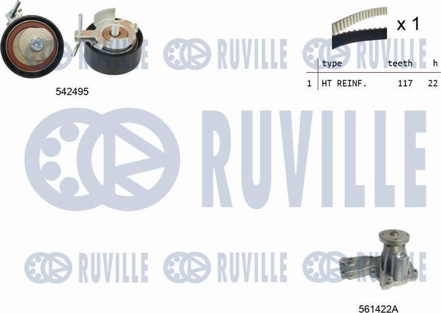 Ruville 5503741 - Vandens siurblio ir paskirstymo diržo komplektas autoreka.lt