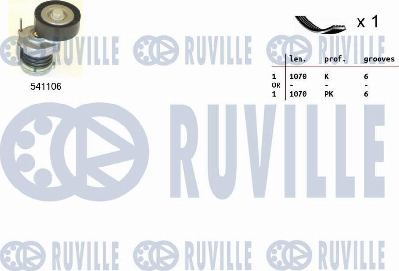 Ruville 570064 - V formos rumbuotas diržas, komplektas autoreka.lt
