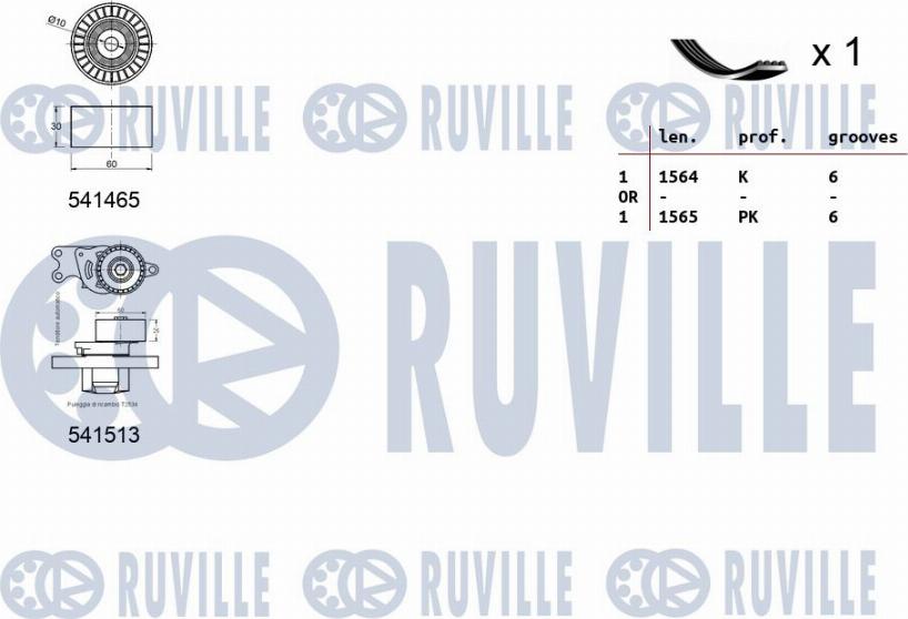 Ruville 570076 - V formos rumbuotas diržas, komplektas autoreka.lt