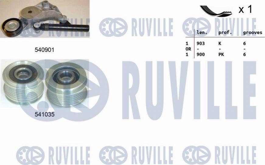 Ruville 570165 - V formos rumbuotas diržas, komplektas autoreka.lt