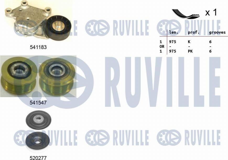 Ruville 570167 - V formos rumbuotas diržas, komplektas autoreka.lt