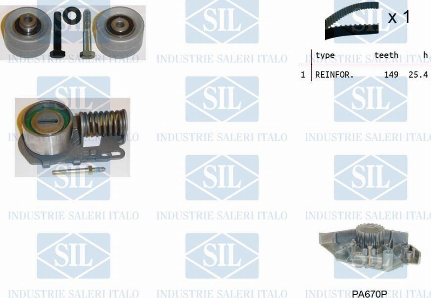 Saleri SIL K1PA670P - Vandens siurblio ir paskirstymo diržo komplektas autoreka.lt