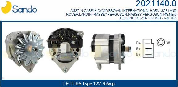 Sando 2021140.0 - Kintamosios srovės generatorius autoreka.lt