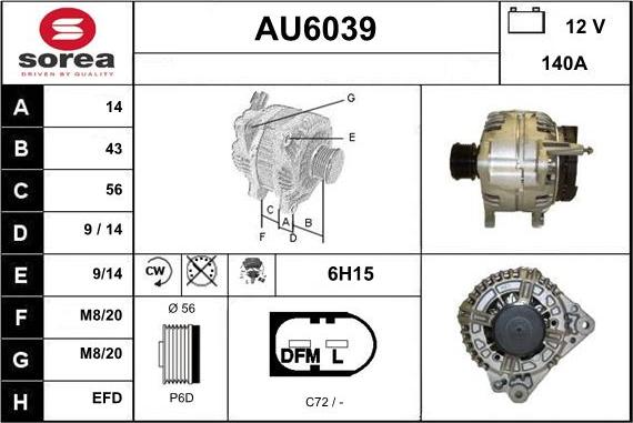 Sera AU6039 - Kintamosios srovės generatorius autoreka.lt