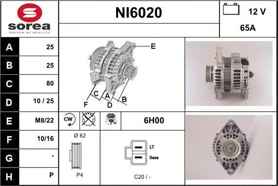 Sera NI6020 - Kintamosios srovės generatorius autoreka.lt