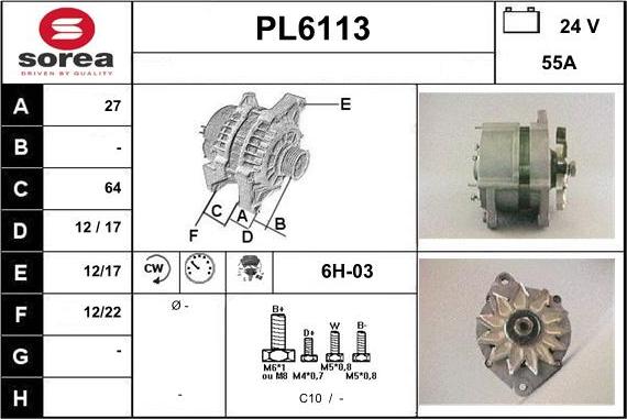 Sera PL6113 - Kintamosios srovės generatorius autoreka.lt