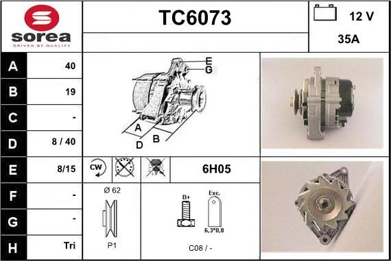 Sera TC6073 - Kintamosios srovės generatorius autoreka.lt