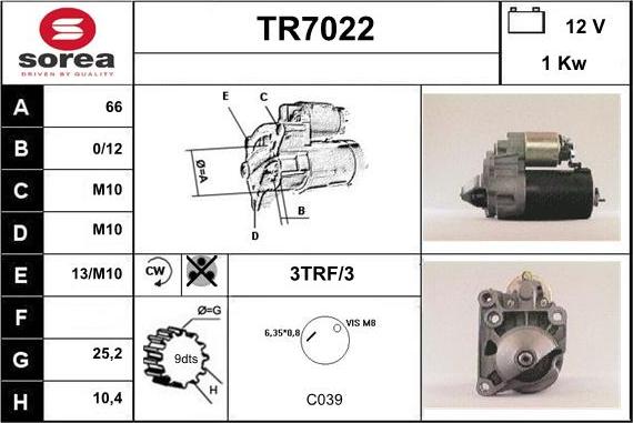 Sera TR7022 - Starteris autoreka.lt