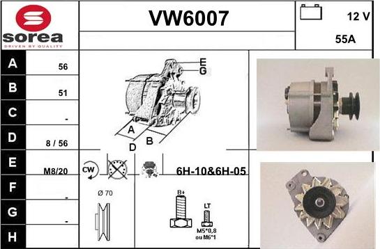 Sera VW6007 - Kintamosios srovės generatorius autoreka.lt