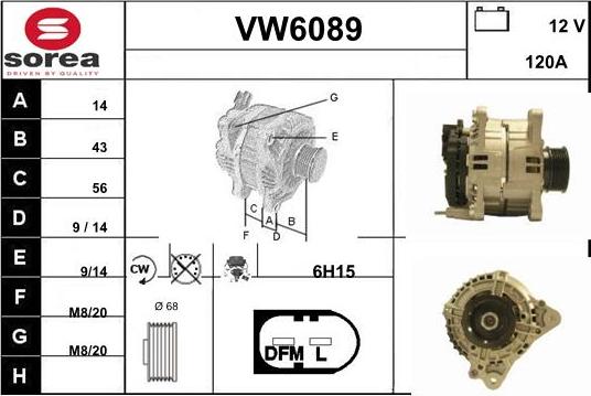 Sera VW6089 - Kintamosios srovės generatorius autoreka.lt