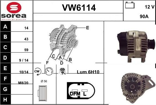 Sera VW6114 - Kintamosios srovės generatorius autoreka.lt