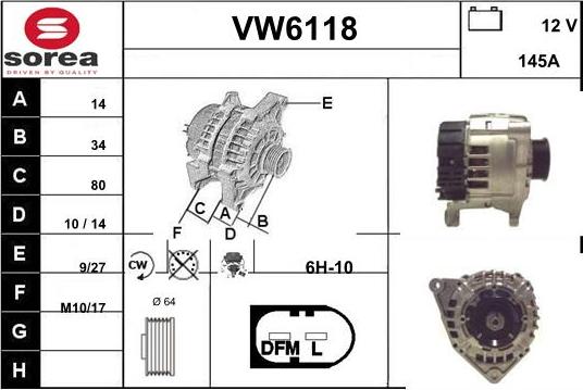Sera VW6118 - Kintamosios srovės generatorius autoreka.lt