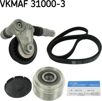 SKF VKMAF 31000-3 - V formos rumbuotas diržas, komplektas autoreka.lt