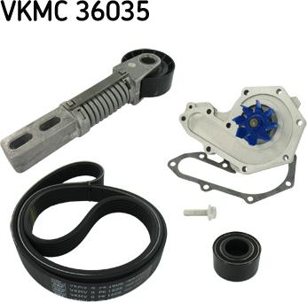 SKF VKMC 36035 - Vandens siurblys + V formos rumbuotas diržas, komplektas autoreka.lt