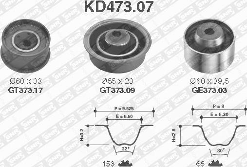 SNR KD473.07 - Paskirstymo diržo komplektas autoreka.lt