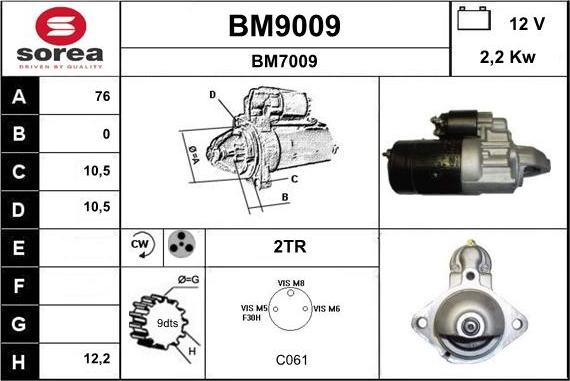 SNRA BM9009 - Starteris autoreka.lt