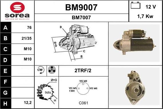 SNRA BM9007 - Starteris autoreka.lt