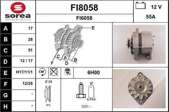 SNRA FI8058 - Kintamosios srovės generatorius autoreka.lt