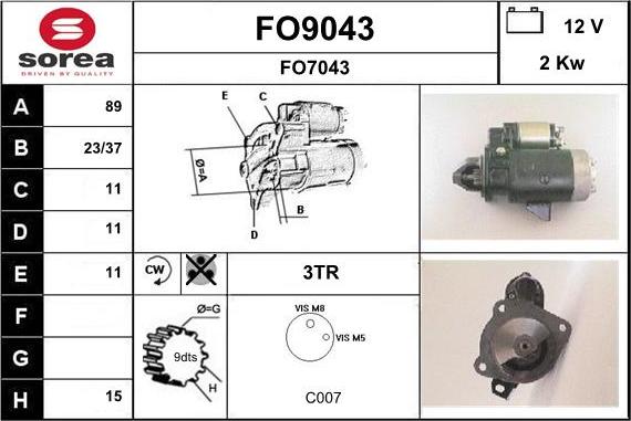 SNRA FO9043 - Starteris autoreka.lt