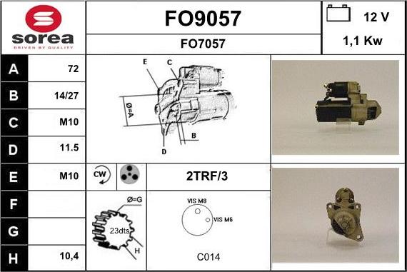 SNRA FO9057 - Starteris autoreka.lt