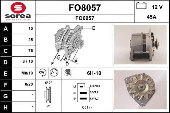 SNRA FO8057 - Kintamosios srovės generatorius autoreka.lt