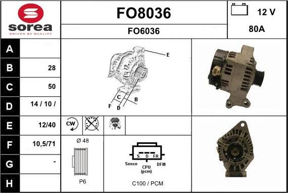 SNRA FO8036 - Kintamosios srovės generatorius autoreka.lt