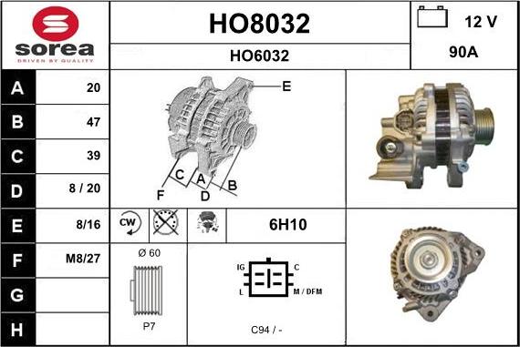 SNRA HO8032 - Kintamosios srovės generatorius autoreka.lt
