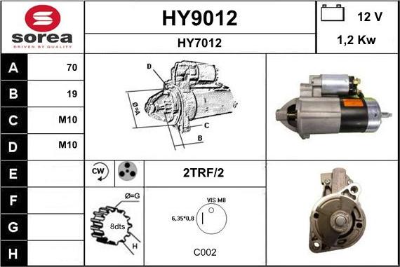 SNRA HY9012 - Starteris autoreka.lt