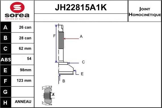 SNRA JH22815A1K - Jungčių komplektas, kardaninis velenas autoreka.lt