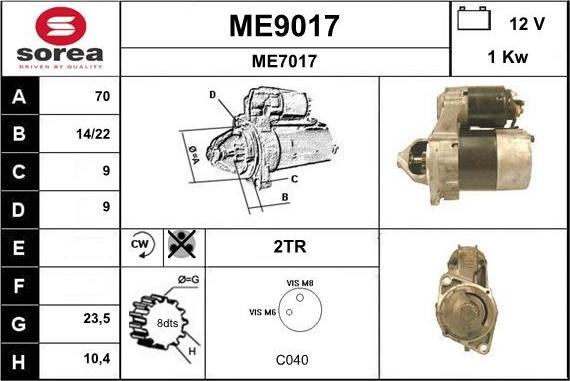 SNRA ME9017 - Starteris autoreka.lt