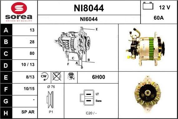 SNRA NI8044 - Kintamosios srovės generatorius autoreka.lt