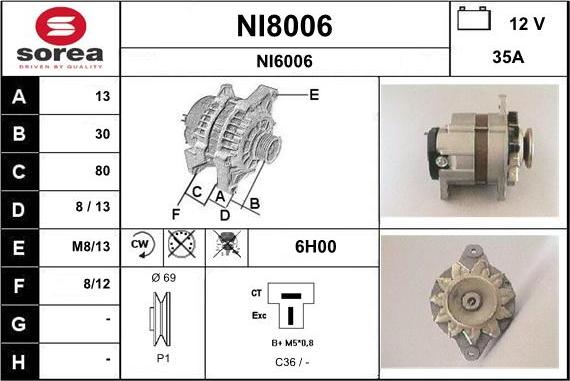 SNRA NI8006 - Kintamosios srovės generatorius autoreka.lt