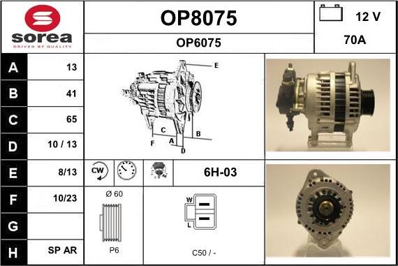SNRA OP8075 - Kintamosios srovės generatorius autoreka.lt