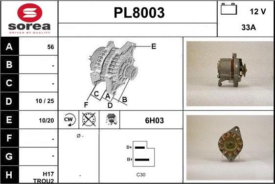 SNRA PL8003 - Kintamosios srovės generatorius autoreka.lt