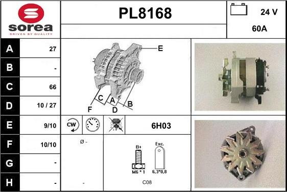 SNRA PL8168 - Kintamosios srovės generatorius autoreka.lt