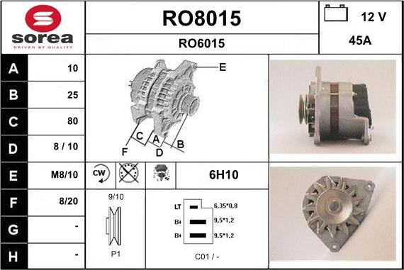 SNRA RO8015 - Kintamosios srovės generatorius autoreka.lt