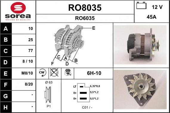 SNRA RO8035 - Kintamosios srovės generatorius autoreka.lt