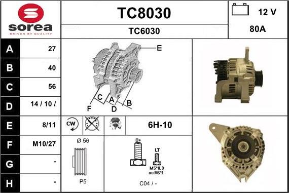 SNRA TC8030 - Kintamosios srovės generatorius autoreka.lt