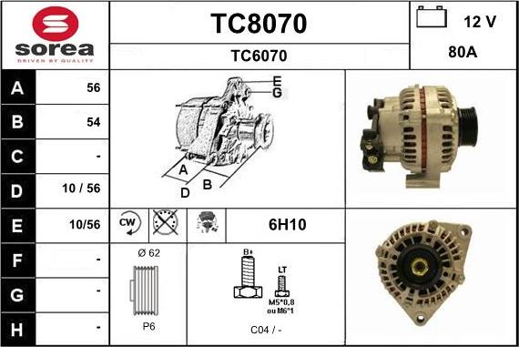 SNRA TC8070 - Kintamosios srovės generatorius autoreka.lt