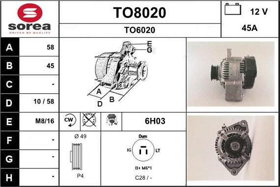 SNRA TO8020 - Kintamosios srovės generatorius autoreka.lt