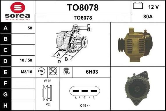 SNRA TO8078 - Kintamosios srovės generatorius autoreka.lt