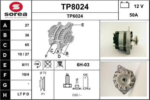 SNRA TP8024 - Kintamosios srovės generatorius autoreka.lt