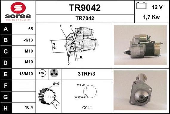 SNRA TR9042 - Starteris autoreka.lt